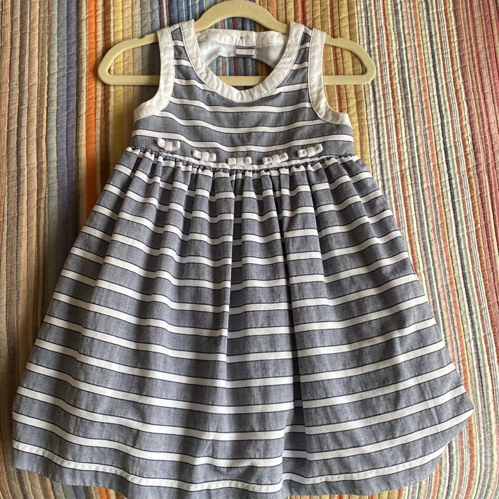 Camila Girls Dress Grey White 4T